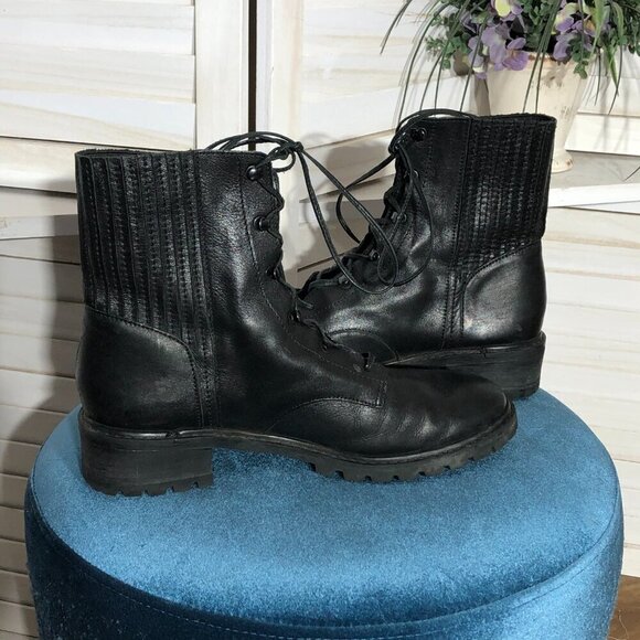 Schutz Black Leather Combat Boots Size 9 - Picture 2 of 9